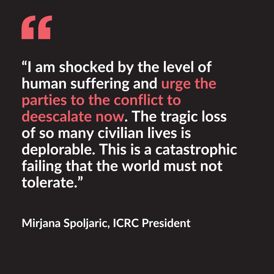ICRC's tweet image. Over 2 million civilians are trapped in the Gaza Strip. 

The immediate imperative must be to save lives &amp;amp; preserve humanity.

Healthcare, water, and electricity must be immediately restored.

Civilian life must be protected &amp;amp; respected on all sides.

👉 bit.ly/3SomMnf