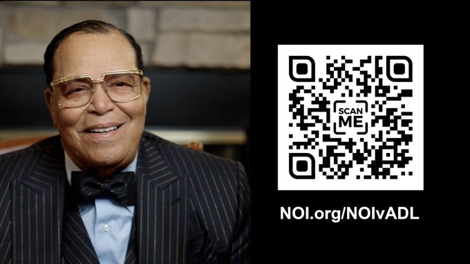 PYMinds19's tweet photo. If you would like to read the complaint and the exhibits that we have submitted to the court, please use the QR code that appears on the screen. Get the full transcript of the complaint &amp; the many pages of documents that support the charge that we have made. #Farrakhan #NOIvsADL https://t.co/rcyxpjMgw2