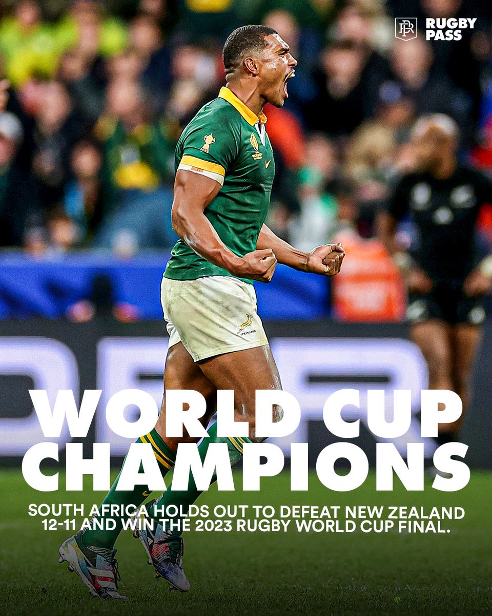 The Springboks make history as back-to-back Rugby World Cup champions and the first team to win the Webb Ellis Cup 4 times. 🇿🇦 🏆 🇿🇦 #NZLvRSA #RWC2023 #rugby