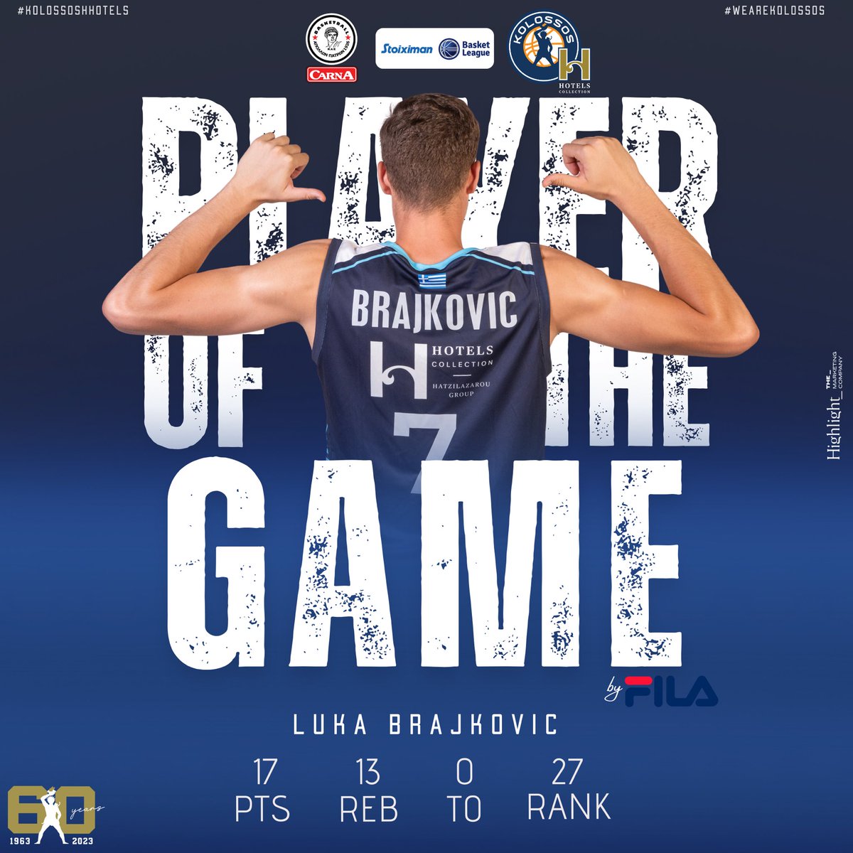 KolossosHHotels's tweet image. 𝗣𝗹𝗮𝘆𝗲𝗿 𝗼𝗳 𝘁𝗵𝗲 𝗴𝗮𝗺𝗲 𝗯𝘆 FILA GREECE
➡️ Luka Brajkovic @lb7even 

#kolossoshhotels #wearekolossos #weareone #weareblue #60yearsKolossos #stoiximanbasketleague