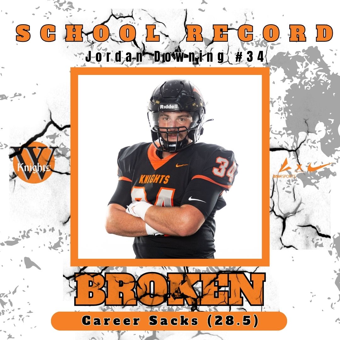 With 1.5 sacks today, Jordan Downing has set the career record for sacks! He breaks Vince Kings' record of 27.5 set from 2000-03.