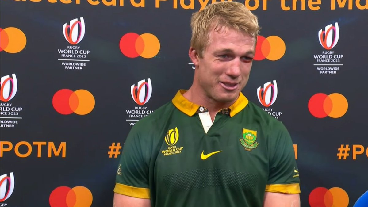 Man of the match Pieter-Steph du Toit made 28 tackles against the All Blacks!

He equals the record for the most in a single Rugby World Cup Match.

#NZLvRSA #RWC2023 #RWCFinal