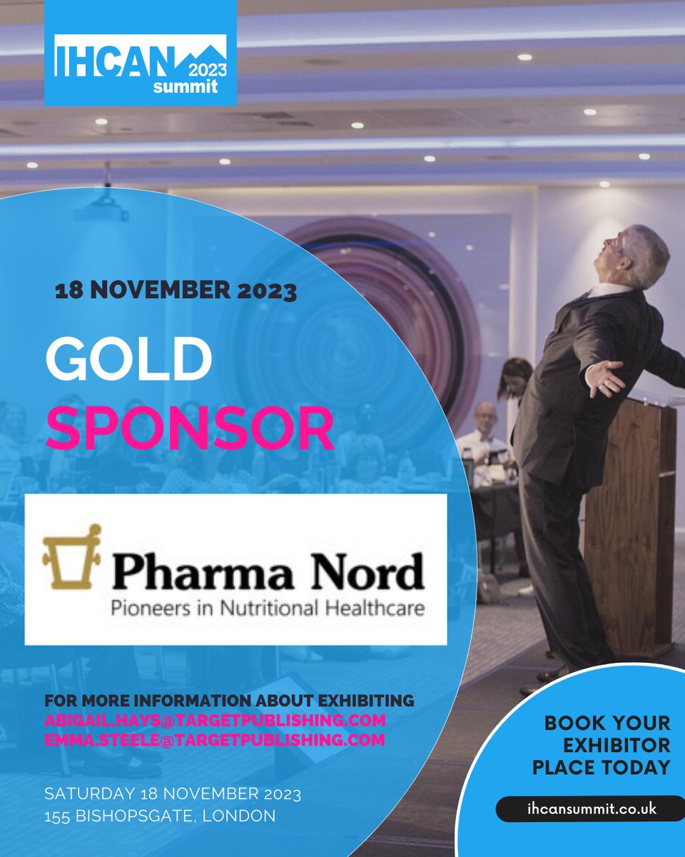 IHCAN magazine (@ihcanmagazine) on Twitter photo We are thrilled to announce the final Gold Sponsor for our second IHCAN Summit 2023 event, <a href="/pharmanord_uk/">Pharma Nord UK</a>✨
It's going to be a spectacular event with 300+ integrative health practitioners signed up to attend. Book your exhibitor place today, contact 👉sales@targetpublishing.com We are thrilled to announce the final Gold Sponsor for our second IHCAN Summit 2023 event, <a href="/pharmanord_uk/">Pharma Nord UK</a>✨
It's going to be a spectacular event with 300+ integrative health practitioners signed up to attend. Book your exhibitor place today, contact 👉sales@targetpublishing.com