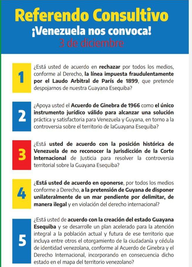 🌎 El CNE en rueda de prensa anunció que se aprobó por unanimidad preguntas que se realizarán en el Referéndum Consultivo sobre el Esequibo.
Yo voy a participar el #03Dic23 #5VecesSí 
#AmorPorLaPatria 🇻🇪
#บิวทําร้ายร่างกา @_PSUVBolivar <a href="/PartidoPSUV/">PSUV</a> <a href="/NicolasMaduro/">Nicolás Maduro</a>