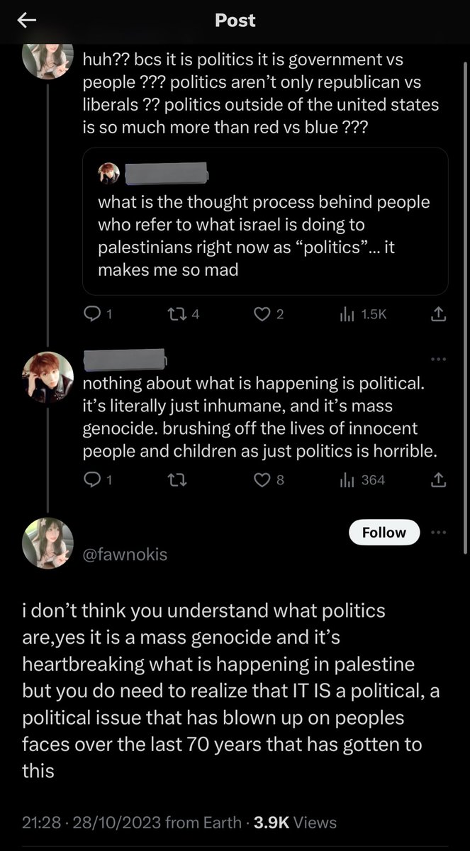 whorezbait's tweet photo. new thing to add, noah/naia is showing pro israel signs &amp; claiming that what's going on with israel and palestine right now is 'political'. to call mass genocide 'political' is actually insane https://t.co/LmunL4CKWN