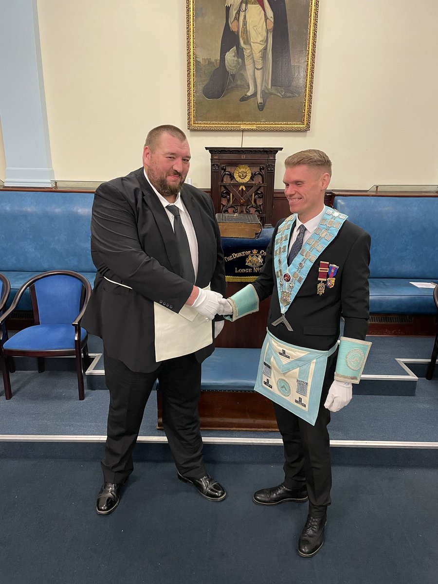 Please welcome the youngest Mason in the Southport group Bro.Dave Hay initiated in to The Duke of Connaught Lodge 2919 in Southport Masonic Hall West Lancashire being congratulated by the WM Dave Colley and with his friend Jay Davidson