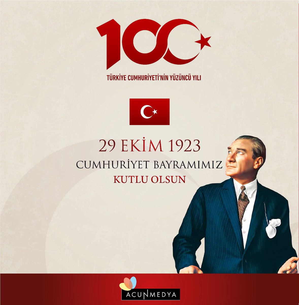Cumhuriyetimizin 100. yılını kutlamanın gururunu, mutluluğunu ve heyecanını yaşıyoruz. Milletimize Cumhuriyet'i armağan eden Ulu Önderimiz Gazi Mustafa Kemal Atatürk’ü ve vatanımız uğruna canlarını feda eden aziz şehitlerimizi saygı ve minnetle anıyorum. 29 Ekim Cumhuriyet
