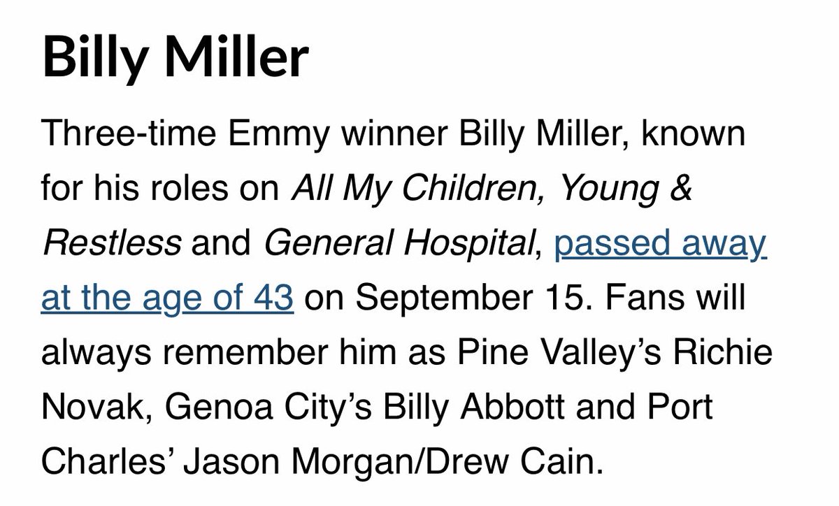 SoCalGibbFan's tweet image. Billy Miller - the most unexpected and heartbreaking of all 💔#BillyMiller  #RIPBillyMiller 🕊️🤍
#AMC #YR #GH