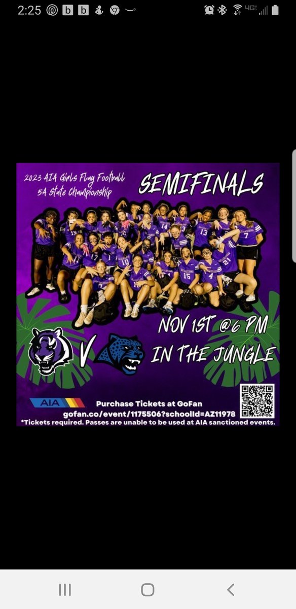 CoachSaunders28's tweet photo. Come out to the JUNGLE and support the Lady Tigers Flag Football Team!!
#girlswhoplay #stateployoffs
#12Poy https://t.co/oVf0qOYmMr