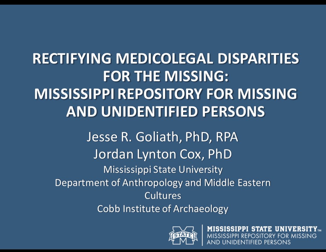 Thank you @CABA_ACAB for allowing us to showcase @missinginms. We are especially grateful to @JRSanch16 and the other co-organizers for the invitation to the Symposium on Creating a Socially Responsive Practice in Bio Anth #forensicanthropology #CommunityEngagement #Missing