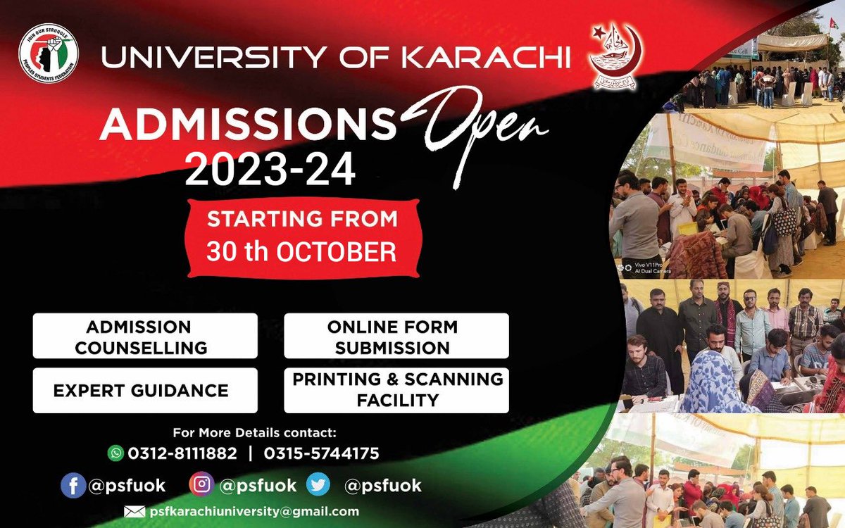 Admission Open For session 2024 

We are there to facilitate you.

Silver Jubilee Gate 📍

#karachiuniversity #karachiuniversityaddmission #addmission2024 #psfcommandos
#PSF #PSFUOK #PSFKU
#PSFKarachiUniversity #PSF4StudentRight #psfuniversityofkarachi
#PSFKARACHI