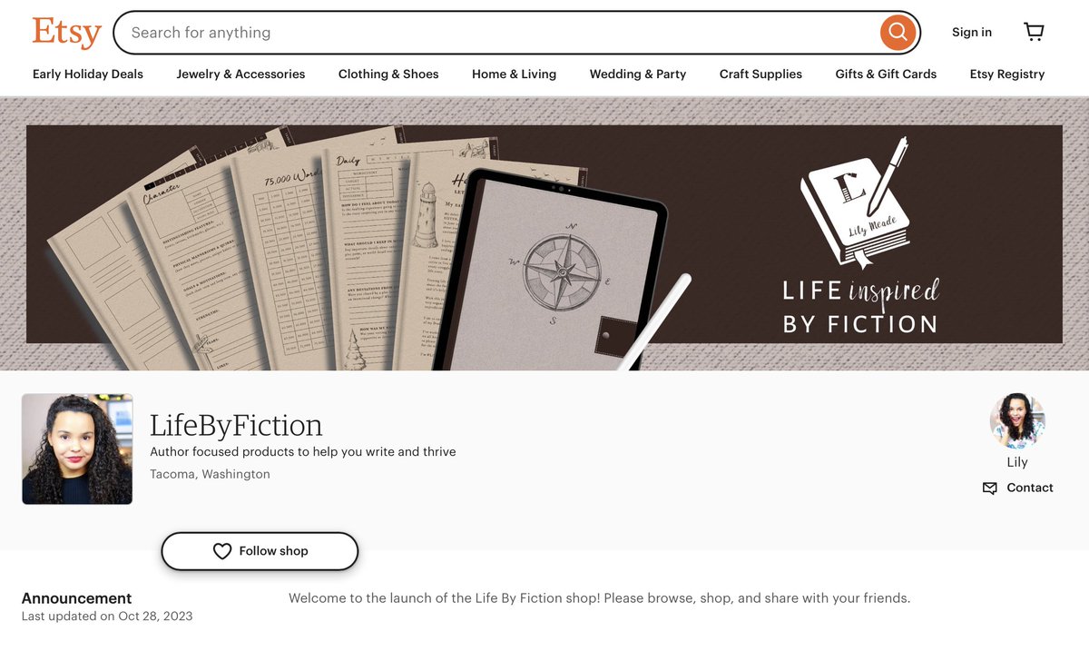 Introducing the LIFE BY FICTION shop! My author marketing Canva templates are joined by my NEW Author Drafting Journals! Check out my mini planners that can help you plan and reference all the details of your story! SAVE 25% SHOP WIDE during launch week! lifebyfiction.etsy.com