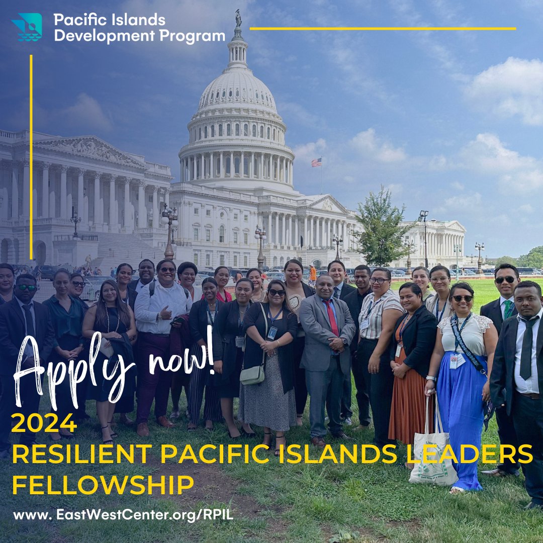 USEmbassySuva's tweet photo. 📣  Early- to mid-career professionals from #PacificIslands Conference of Leaders (PICL) member countries, territories, and the State of Hawai'i, apply now for the 2024 Resilient Pacific Islands Leaders #RPIL Fellowship! @PIDP_EWC
 
Apply today: https://t.co/2K7IhVfcyP https://t.co/1UM29d5cYc