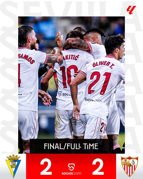 ✅ Más temprano: Cádiz y Sevilla igualaron en el último partido del día sábado ✅