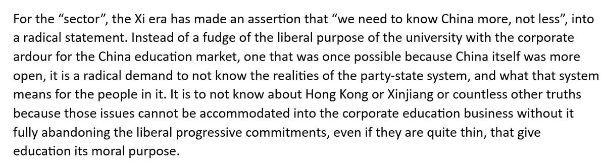 From my Louis Green Memorial Lecture last week in Melbourne, on China knowledge in the Australian university system and how the Xi era has radicalised Australian corporate international education.