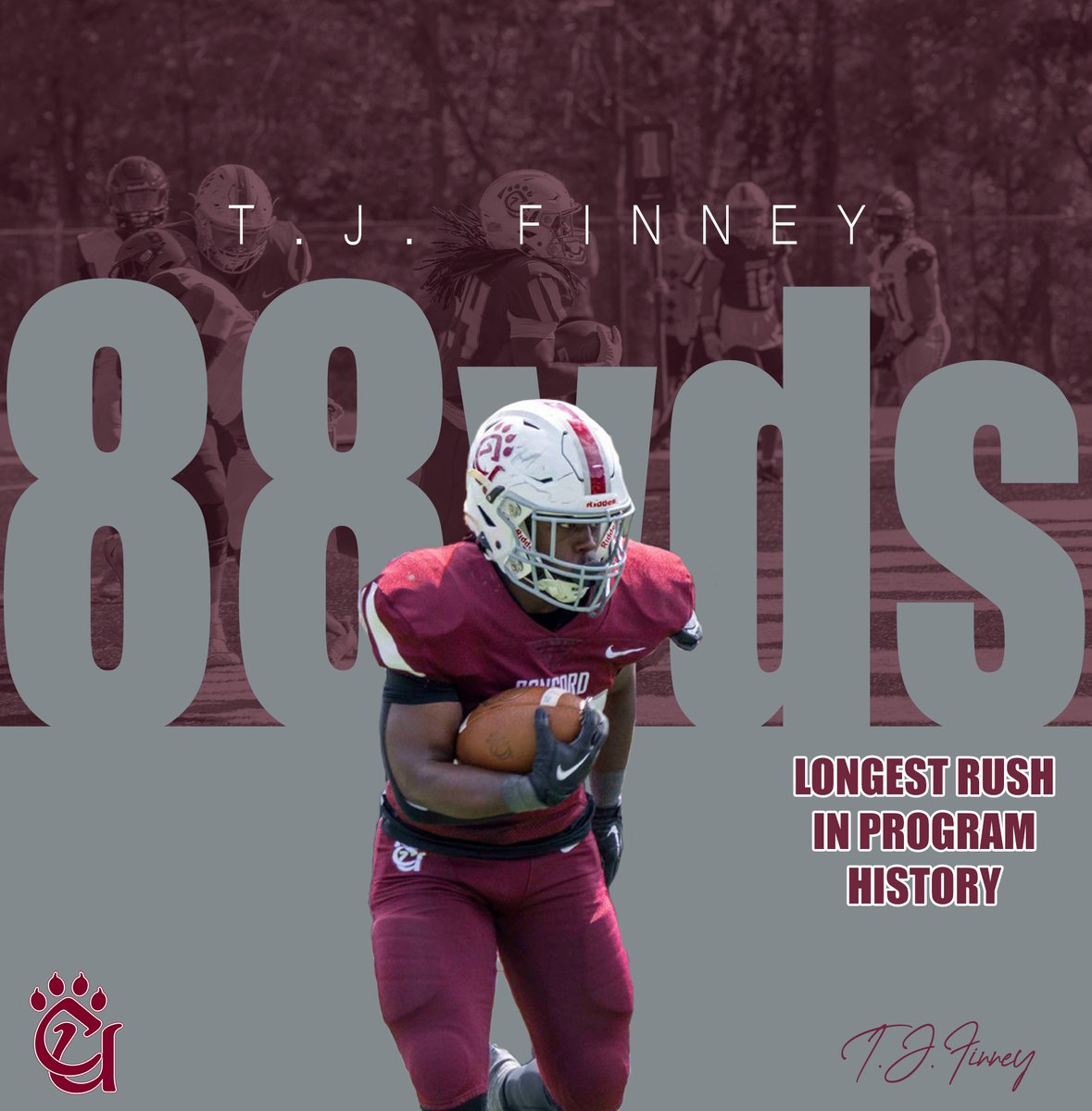 CUMountainlions (@cumountainlions) on Twitter photo T.J. Finney's 88-yard rushing touchdown in the fourth quarter marks the longest rushing play in <a href="/ConcordFootball/">Concord University Football</a> history. Finney finished today's win over West Virginia Wesleyan with 26 carries for 226 yards and two touchdowns! T.J. Finney's 88-yard rushing touchdown in the fourth quarter marks the longest rushing play in <a href="/ConcordFootball/">Concord University Football</a> history. Finney finished today's win over West Virginia Wesleyan with 26 carries for 226 yards and two touchdowns!