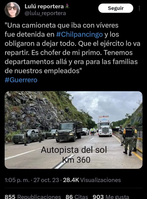 edubacio's tweet photo. Amlo y el ejercito no dejan pasar víveres , te descargan el camión y el ejercito las reparte 
Así de este tamaño trata que el pueblo crea que es el el que les manda víveres

#AMLOelReyDeLaCorrupcionMentiraYMuerte 
#LopezBasuraInfrahumana 
#ElPeorPresidenteDeLaHistoria https://t.co/xVCK0qi06G