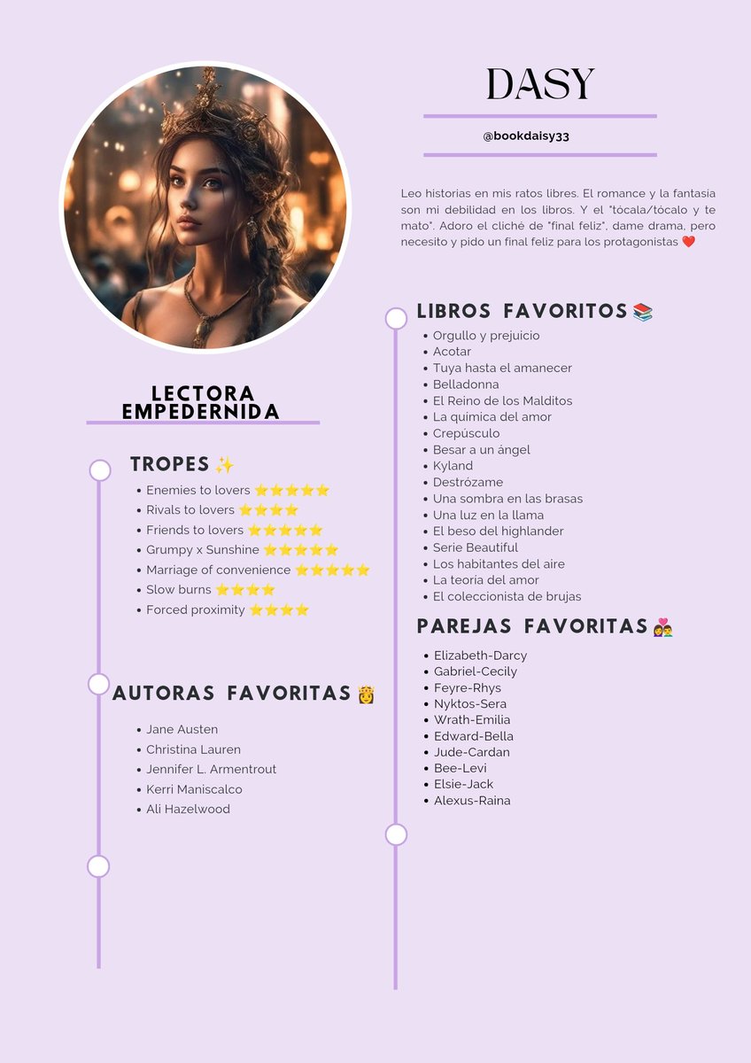 bookdaisy33's tweet image. Holiss, soy Dasy 🤗
Me uno de nuevo a la integración 📚🥰
#integracionbooktw