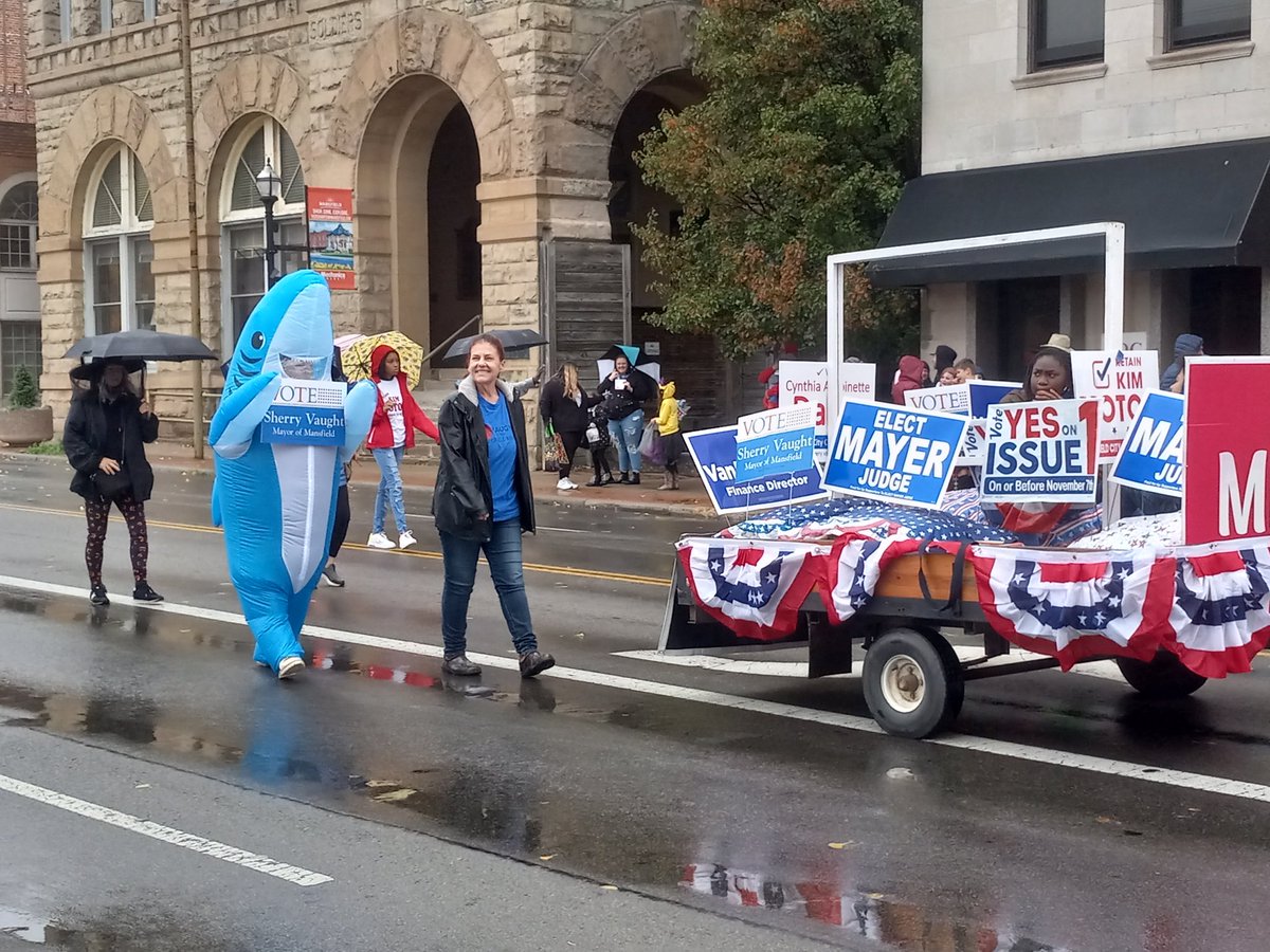 SherryForMayor's tweet photo. It rained but marched in the Mansfield Halloween parade! https://t.co/eNEO3aqq8s