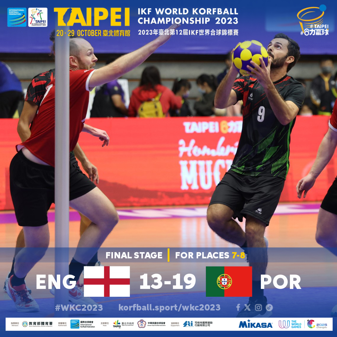 korfball's tweet photo. Final score: ENG 13-19 POR #For7thPlace | #WKC2023 #Day10
Match reports, video & images โบ https://t.co/cqCX2S8bJX
๐ท @actiefotografie
๐ IKF World #Korfball Championship 2023
๐ 20-29/Oct | Taipei City
โท Qualifier event for @twg2025
#korfbal #TheMixedGenderSport #corfebol https://t.co/ovgur0YOHa