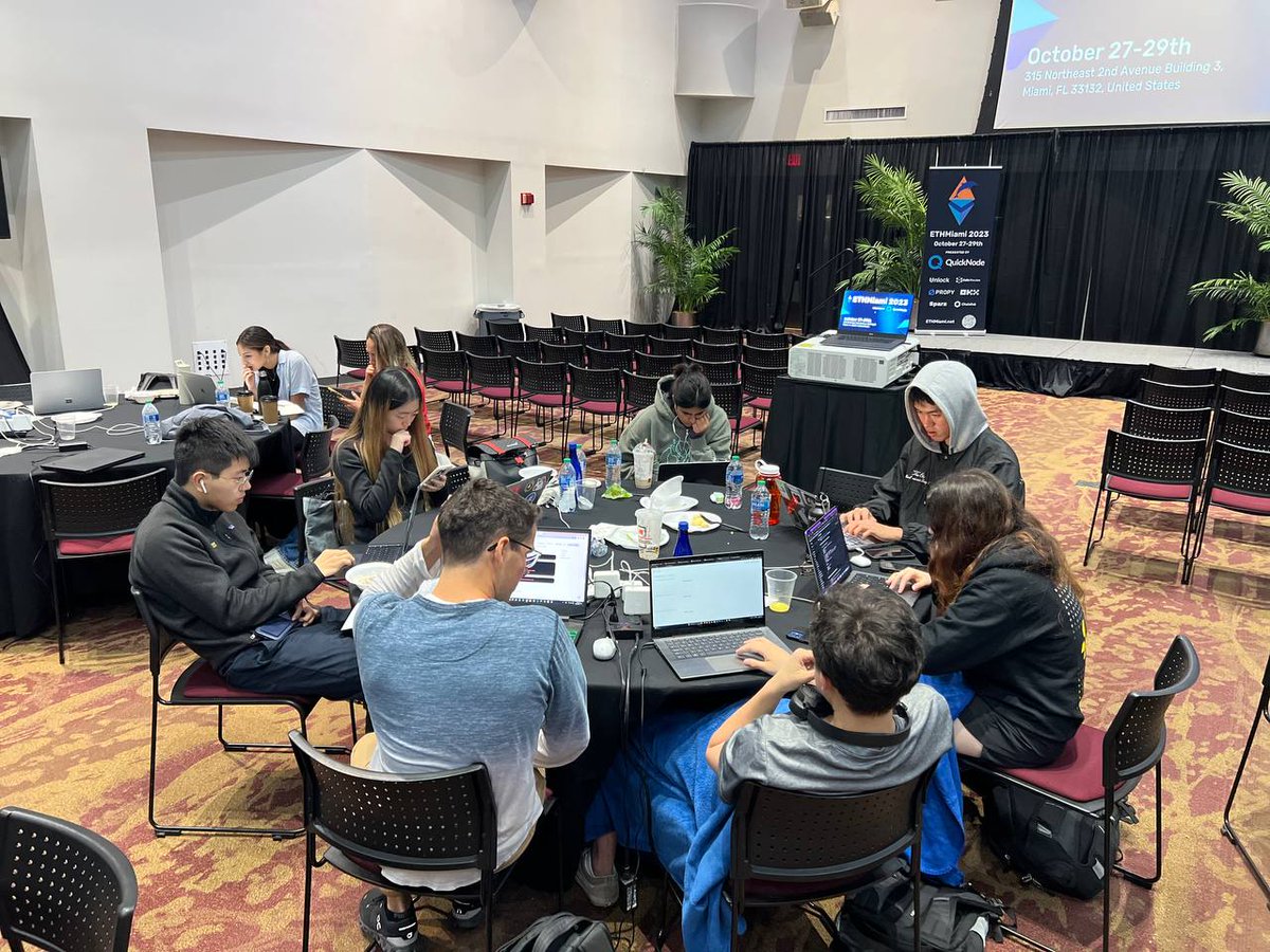 EthMiami's tweet photo. @UCBerkeley 's students: Midnight Hacking Session at ETHMiami Hackathon! 🚀 Let's bring that Berkeley brilliance to the blockchain! 💻 #ETHMiami @collegedao_hub https://t.co/ViA6Fd2Y5s