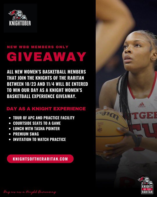 jonnew's tweet photo. #Rutgers fans, @knightsraritan will give @R_Fund $52 for every new member who joins by tomorrow night.

Please repost, celebrate Knightober and become eligible to win “A Day as a Knight” @RFootball @RutgersMBB and @RutgersWBB experiences.

Join here: https://t.co/OBE2fX889M https://t.co/p96tcKRYuf