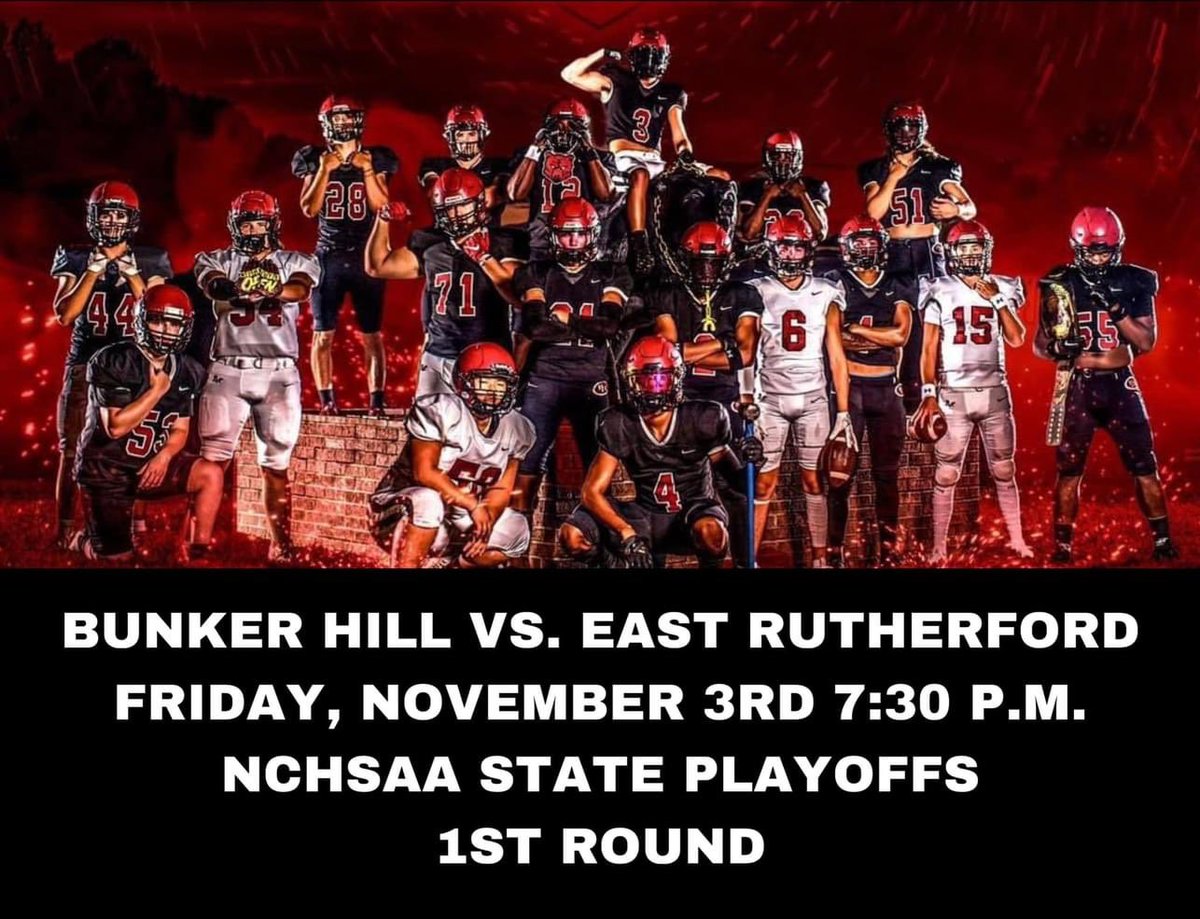 Bunker Hill Bears FB (@bhhsbearsfb) on Twitter photo 🏈 <a href="/BHHSBears/">Bunker Hill High School</a> vs <a href="/ERHS_Sports/">ERHS Athletics⚔️</a>
🗓️ Friday, November 3rd
📍 Bunker Hill HS
⏰ 7:30pm 🏈 <a href="/BHHSBears/">Bunker Hill High School</a> vs <a href="/ERHS_Sports/">ERHS Athletics⚔️</a>
🗓️ Friday, November 3rd
📍 Bunker Hill HS
⏰ 7:30pm