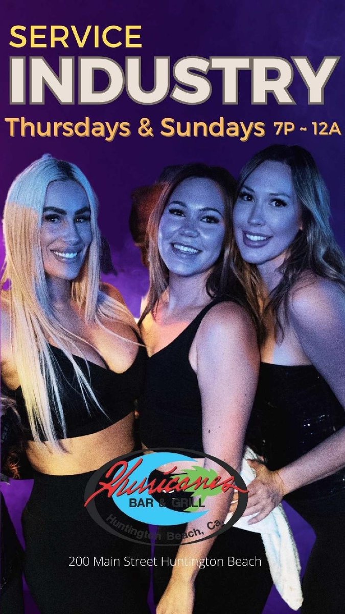 HurricanesBar's tweet image. Need a post-work pick-me-up? Lace Shannon, Mo, and the crew invite you to join us for Service Industry Night every Thursday and Sunday at Hurricanes in Huntington Beach! 🍻