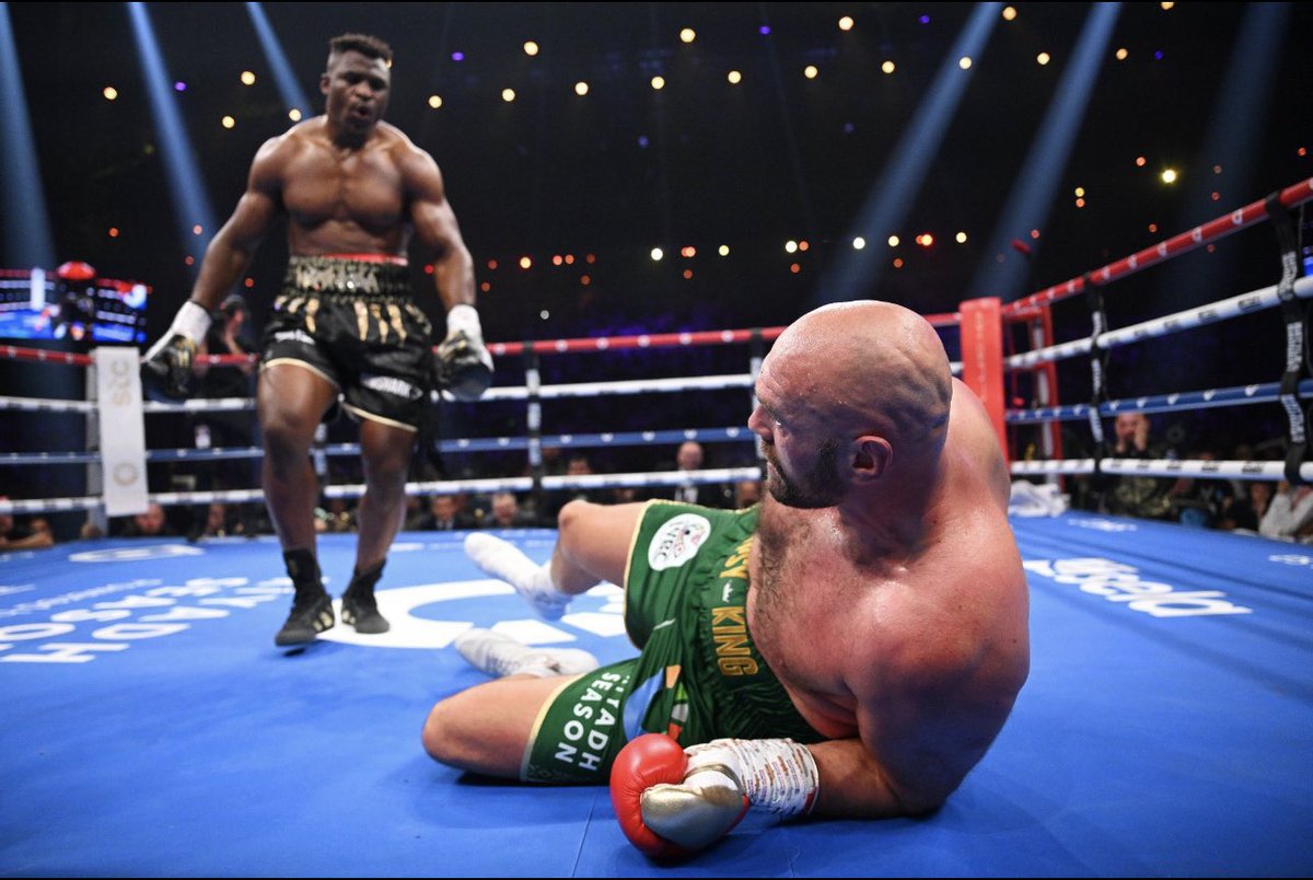 Nkryztian's tweet photo. How will i explain to my kids that the man on the floor WON!! 🤷‍♂️😂

#furyvsngannou 
#RiyadhSeason2023 https://t.co/8wklwGsKF3