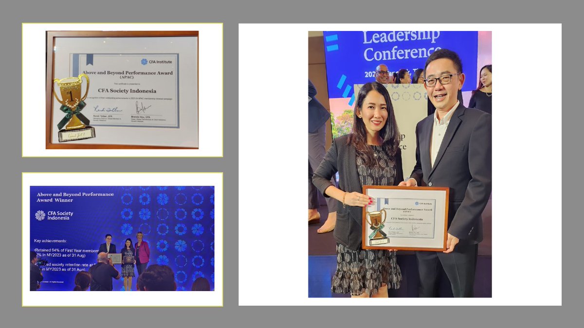 We are profoundly honored to have been bestowed with the Above and Beyond Performance Award Winner (APAC). We extend our sincere thanks to every member of CFA Society Indonesia for their unwavering support, enabling us to attain this prestigious recognition.