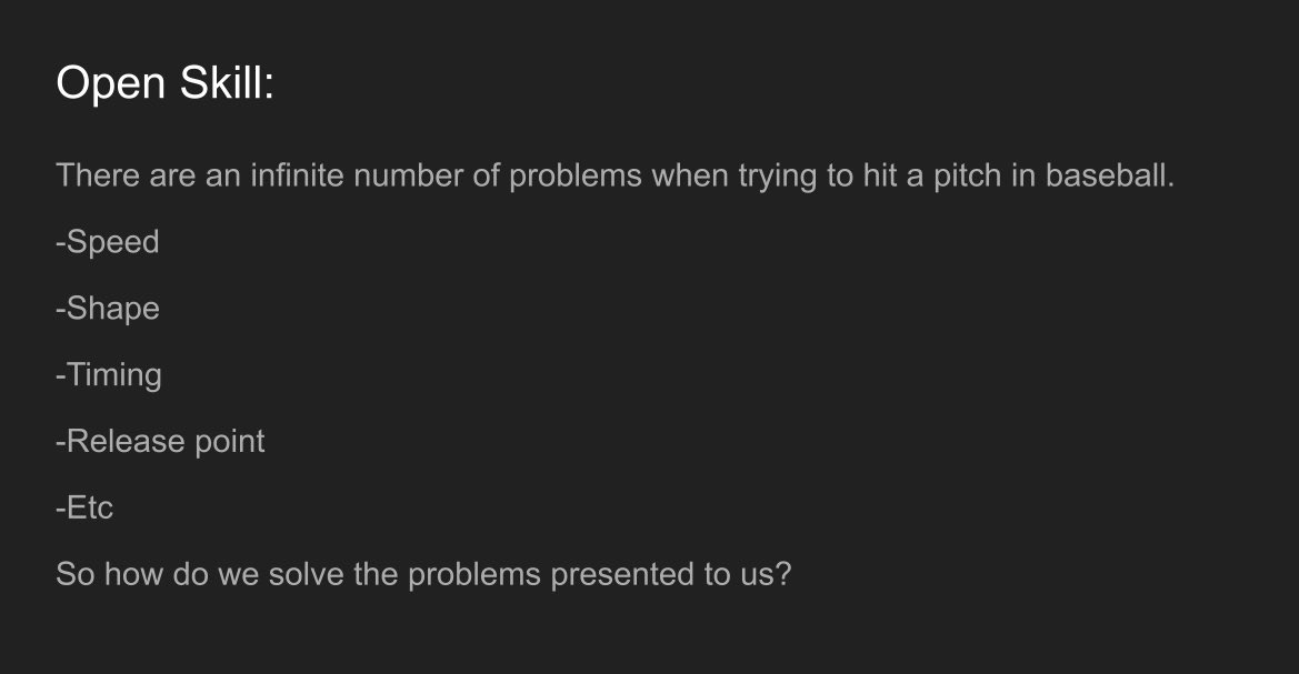 Something we discuss with our hitters over at @YardTraining. Becoming elite problem solvers. The pitcher dictates what he gives us. It’s our job to react. For every problem, there is a solution. Understanding what you’re good at and what the pitcher is trying to do.