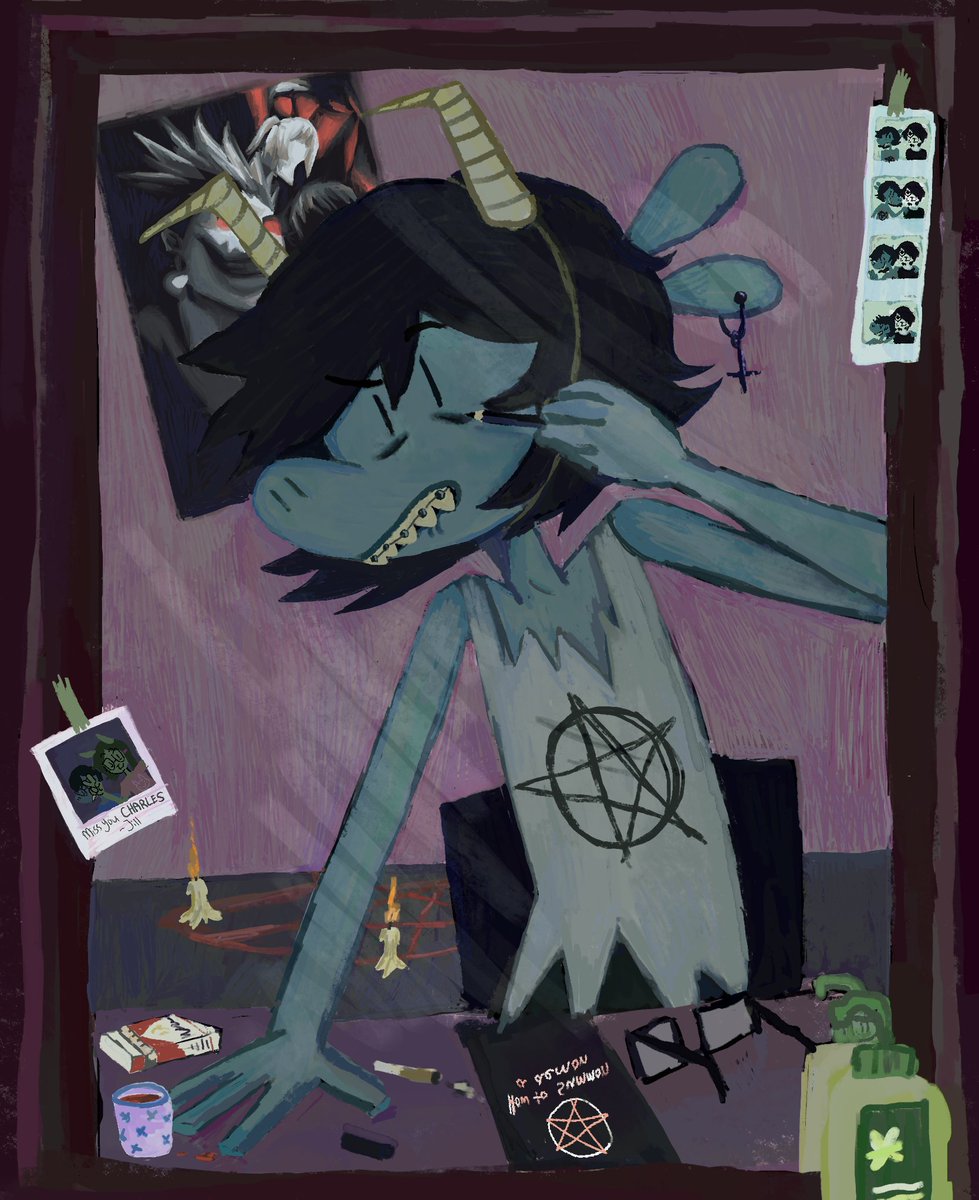 moyarg's tweet photo. grwm to summon a demon! #badplace #lamezine https://t.co/uokWDoJF6p