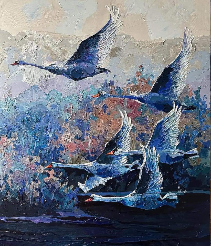 'Migratory birds of Belgium' Anastasia Trusova Russian Artist.