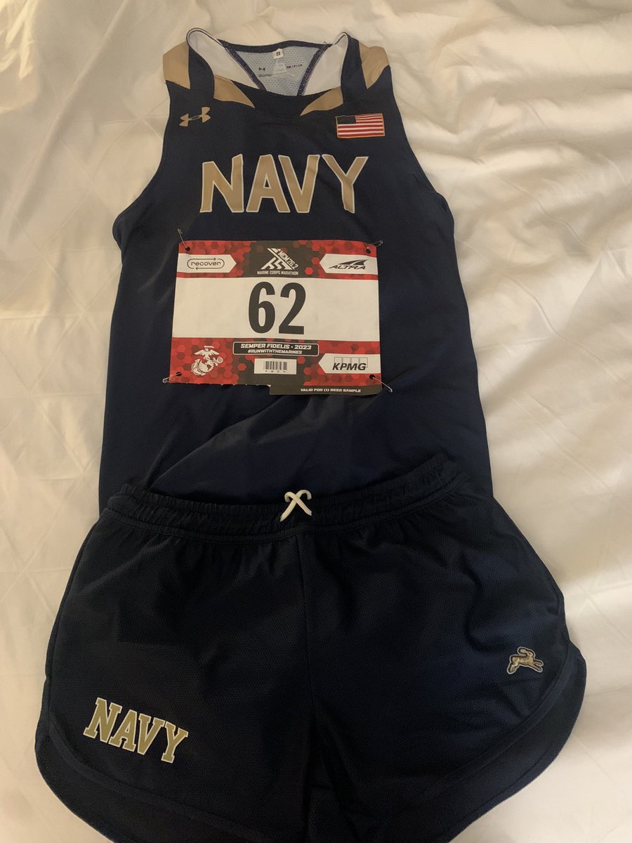 Geared up and excited to get to represent the Navy in my debut marathon at the Marine Corps Marathon in DC!