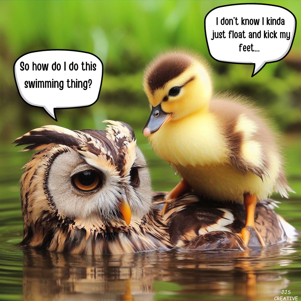 Owls aren't the best swimmers🦉

#funny #funnymemes #funnypost #memes #cute #cutememes #animalmemes | #owl #owls #owlart #duck #ducks #animals #CuteAnimals #wildlife #nature