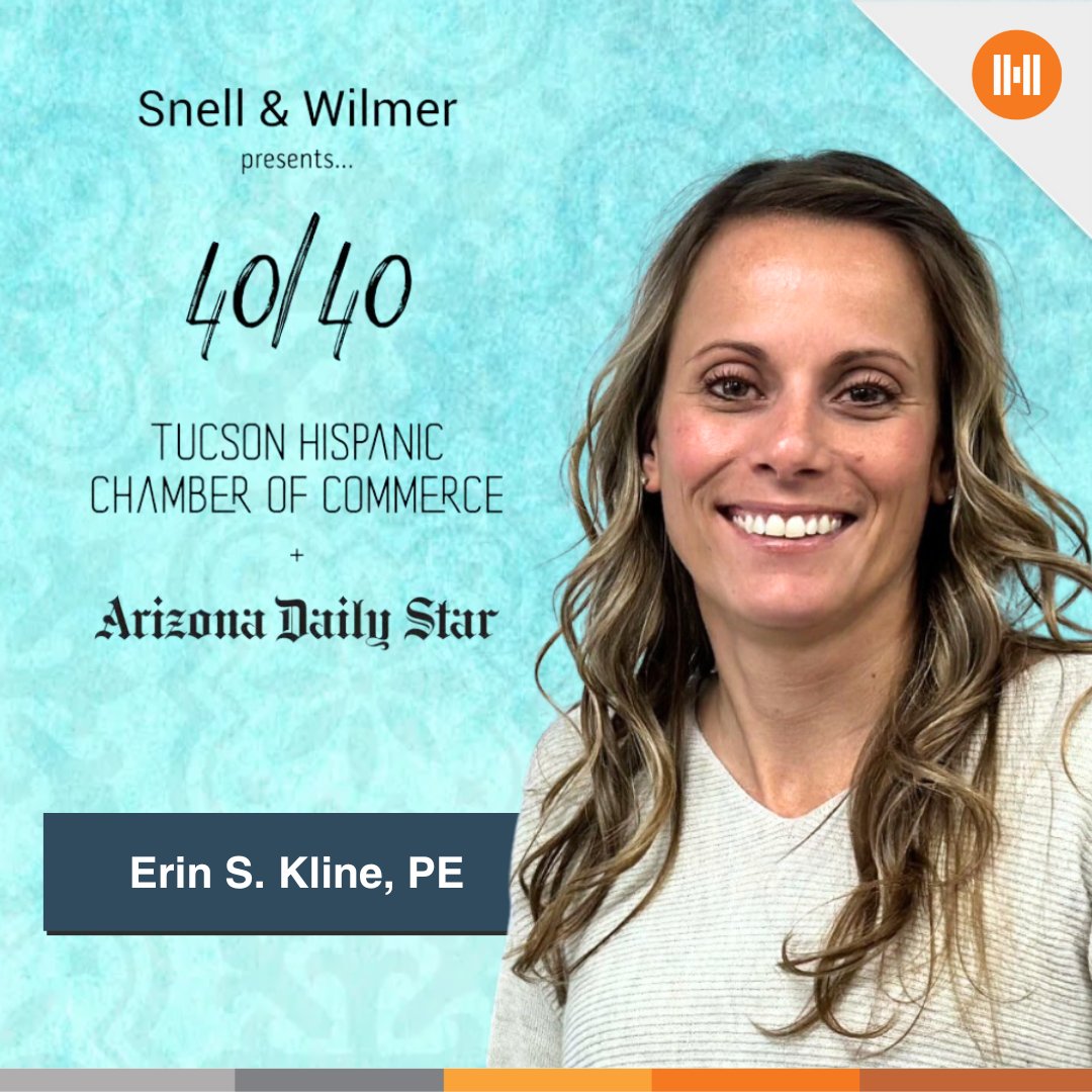 _HORROCKS_'s tweet photo. Congratulations to Erin Kline, PE, for being named an honoree of the 2023 Tucson Hispanic Chamber’s 40 Under 40 Awards! Please join us in celebrating Erin and learn more about the 40/40 Class of 2023 here: https://t.co/REFJADPk2j.
#AtHorrocks #TucsonHispanicChamberOfCommerce https://t.co/oh2ZTO05Rx