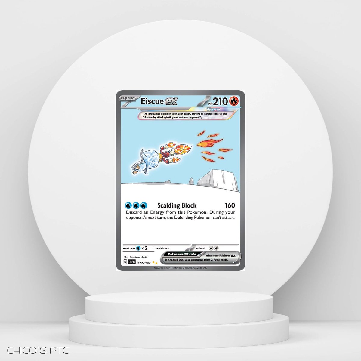ChicosPTC's tweet photo. EISCUE EX 222/197 - OBSIDIAN FLAMES - SPECIAL ILLUSTRATION RARE ✨️ #PokemonTCG #Pokemon #eiscue #chicosptc https://t.co/8QRc7GqsGf