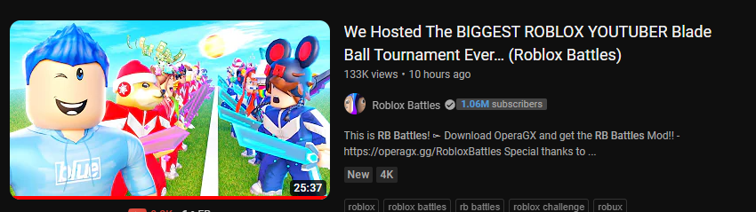 Numerous on X: Make sure to check out the new RB Battles Blade Ball video!  I'm so grateful to be in such a crazy event, thank you so much for having me