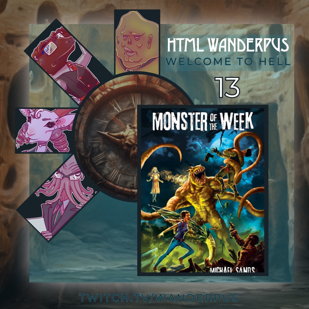 LockstitchRPG's tweet photo. Tonight on the HTML Wanderpus: Introducing DunCo, our #ttrpg based on @EvilHatOfficial's #MonsterOfTheWeek!

Krieg is in a custom hell designed just for him! The staff of #DunCo is tasked with undermining some classic fairy tales, can they avoid getting fired??

#indieoctober https://t.co/xV1GlBUGGj