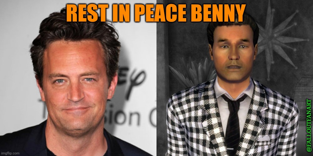 FalloutFanArt's tweet photo. "Truth is, the game was rigged from the start."
The voice actor of Benny just passed away 
RIP Matthew Perry
#fallout #matthewperry https://t.co/qdUq5zns7Q