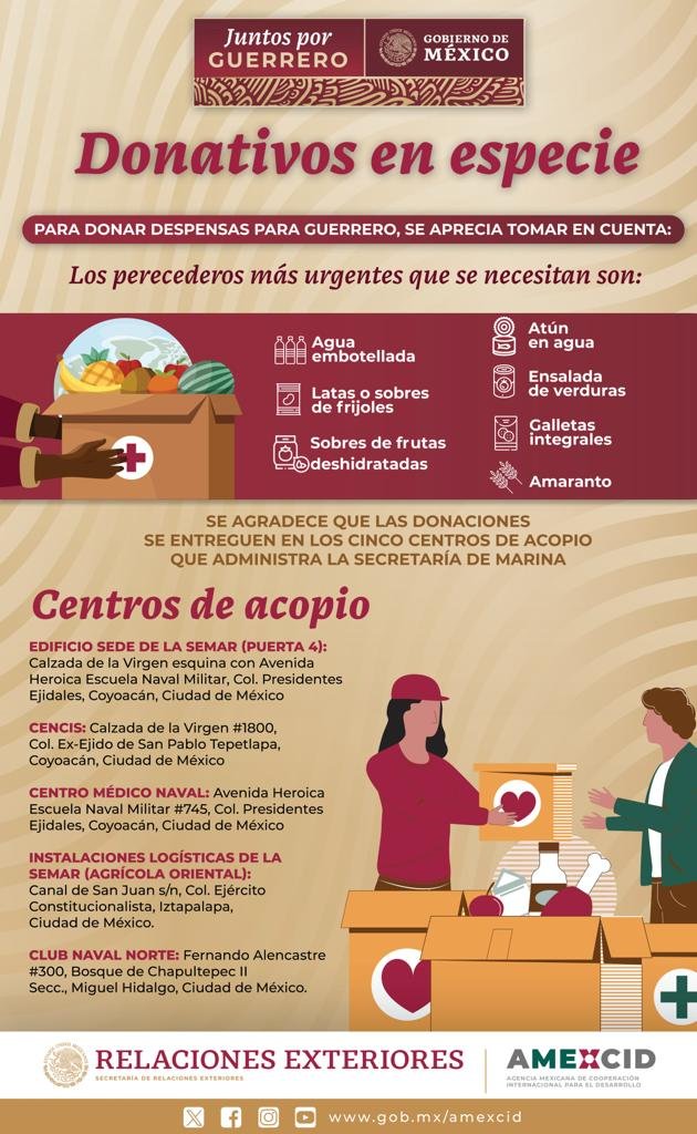 📌Si deseas hacer donaciones para ayudar a los afectados por el huracán #Otis en el puerto de Acapulco, Guerrero, toma en cuenta la siguiente información:

👇