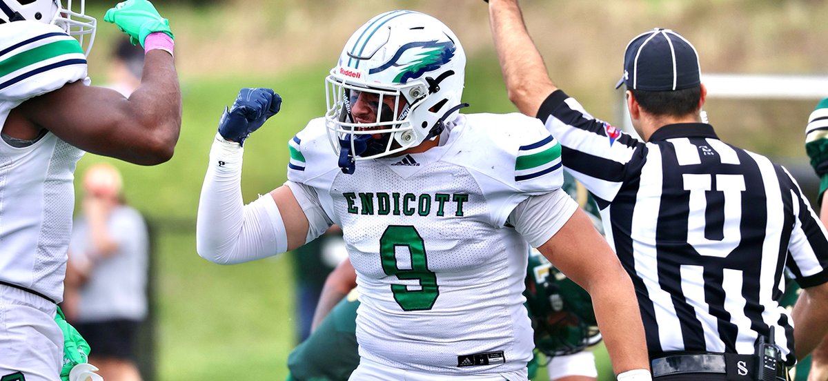 ECGulls's tweet image. FB: No. 19/19 @EndicottFB Bests Husson, 23-13 

STORY ➡️ ecgulls.com/x/zvst6

NOTES
* Defense posted a season-high 7 sacks to stymie the Eagles