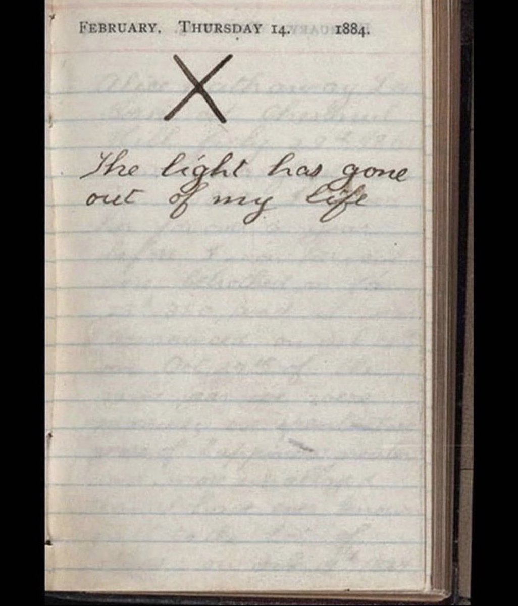fasc1nate's tweet photo. Theodore Roosevelt's diary on the day his wife and mother died within hours of one another in the Roosevelt house in New York City. His mother, Martha Stewart "Mittie" Bulloch, 50, succumbed to typhus, while his wife, Alice Hathaway Lee, 22, died due to an undiagnosed case of kidney failure after giving birth to their daughter in 1884.
