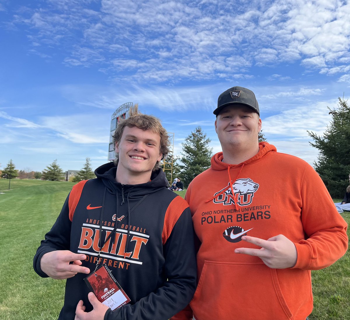 Thank you @OhioNorthernFB for a great game day visit. Enjoyed the homecoming festivities and running into @_AHS_Football alumni @McowenCaleb. @GScheutzow @coachveil @CoachEvanDreyer