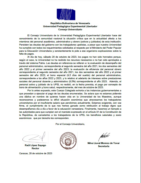 Es una injusticia y atropello contra los trabajadores de la UPEL... Exigimos nuestras reivindicaciones YAAA... Basta de abusos!!
