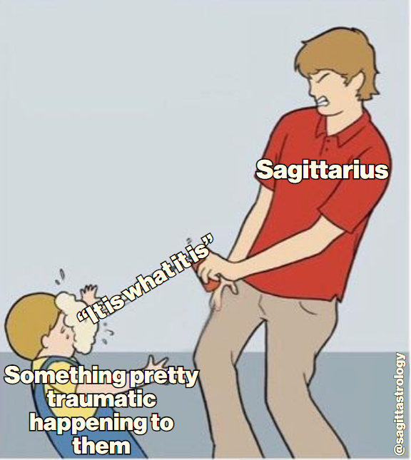 sagittastrology's tweet image. Sometimes you gotta just gaslight yourself that it's all good