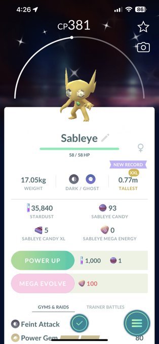 I may have missed lugia today but I got a shiny sableye 🤍✨ https://t.co/Dlk5lRPU5k<a href="/tag/pokemon"class="tags"><span>#pokemon</span></a>