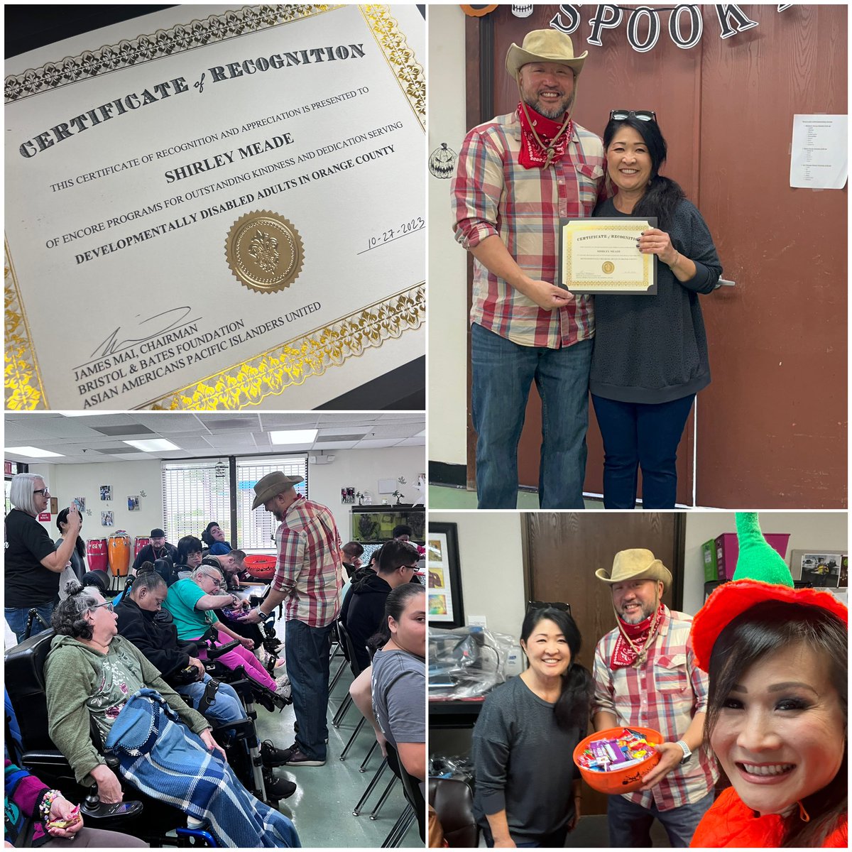 JamesMaiOC's tweet image. A surprise visit to Encore Programs, a center and program for developmentally disabled adults, passing out candy, center serves adult age disabled via arts-based vocational and therapeutic model (the only one in Orange County) @bristolbates @AAPIUNITED #specialneeds #philanthropy