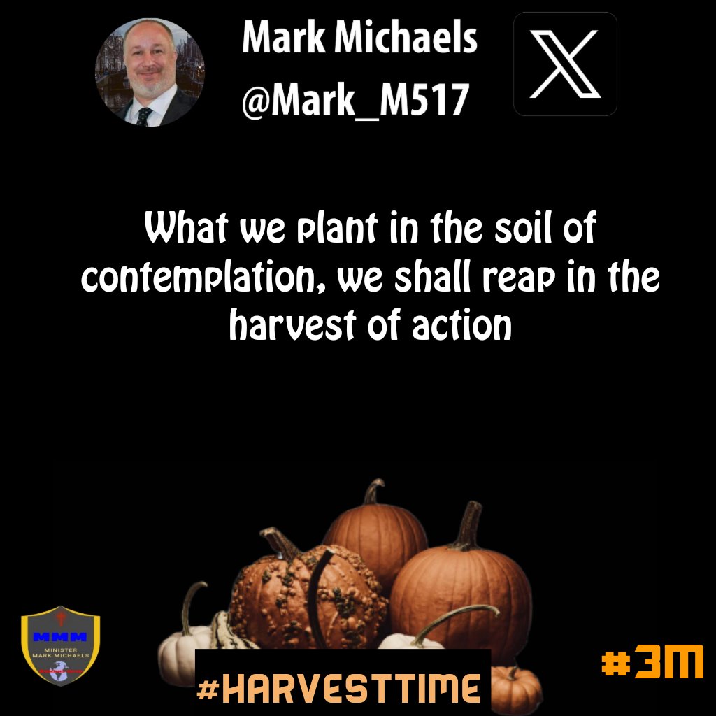 What we plant in the soil of contemplation, we shall reap in the harvest of action
#HarvestTime #3M #seedtimeharvest #kingdomliving #reapwhatyousow #harvestsow #inseason #kingdomminset #godswill #marriagegoals #values #husbandready #trustjesus #truemenofgod #marriageisforever