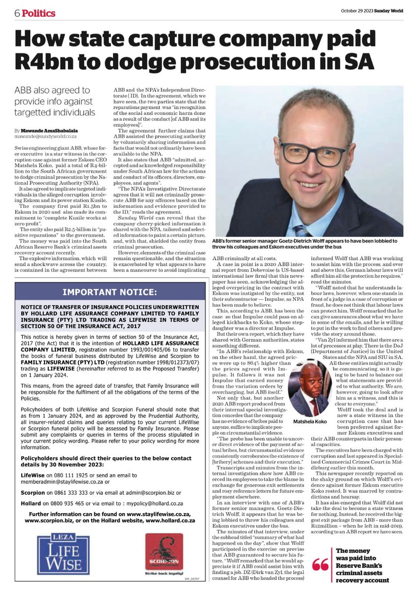 It turns out that it is ABB who inflated <a href="/Eskom_SA/">Eskom Hld SOC Ltd</a> contract prices by 864% and not Impulse International. Lies have short legs. Isn't it?

It now makes sense that ABB paid R4 billion in South Africa and R6 billion in the USA to buy themselves freedom.

This is a big. Shame on you